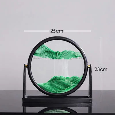 Flowing Sand Painting,Round Glass 3D Natural Landscape Dynamic Art Sand Painting for Home Ornament Desktop Art Bookshelves Decor