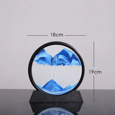 Flowing Sand Painting,Round Glass 3D Natural Landscape Dynamic Art Sand Painting for Home Ornament Desktop Art Bookshelves Decor