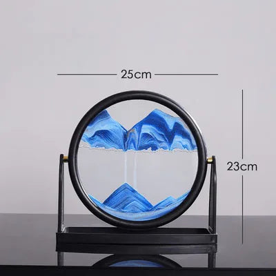 Flowing Sand Painting,Round Glass 3D Natural Landscape Dynamic Art Sand Painting for Home Ornament Desktop Art Bookshelves Decor