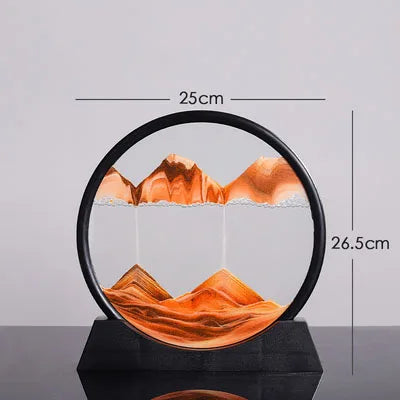 Flowing Sand Painting,Round Glass 3D Natural Landscape Dynamic Art Sand Painting for Home Ornament Desktop Art Bookshelves Decor