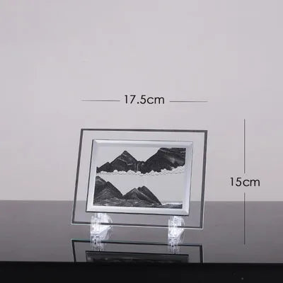 Flowing Sand Painting,Round Glass 3D Natural Landscape Dynamic Art Sand Painting for Home Ornament Desktop Art Bookshelves Decor