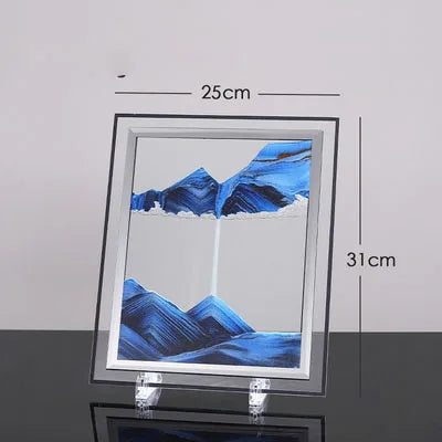 Flowing Sand Painting,Round Glass 3D Natural Landscape Dynamic Art Sand Painting for Home Ornament Desktop Art Bookshelves Decor