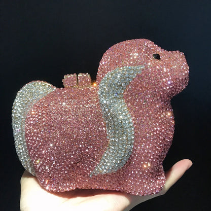 Flying Cocktail Animal Woman Clutch Bag Pink Blue Gold Silver Red Diamond Crystal Evening Purse Wedding Bridal Party Handbag