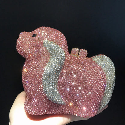 Flying Cocktail Animal Woman Clutch Bag Pink Blue Gold Silver Red Diamond Crystal Evening Purse Wedding Bridal Party Handbag
