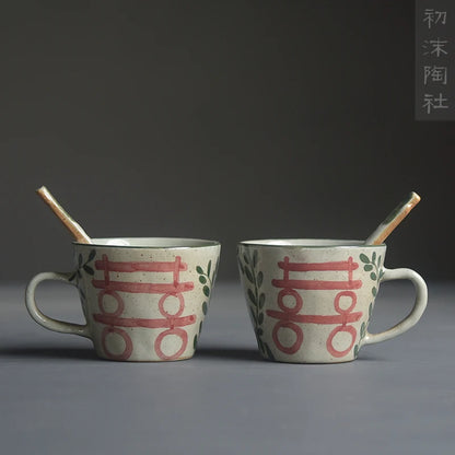 Foam at the beginning of the jingdezhen ceramic handmade coffee cup clay double mark cup for a cup of milk cup couples