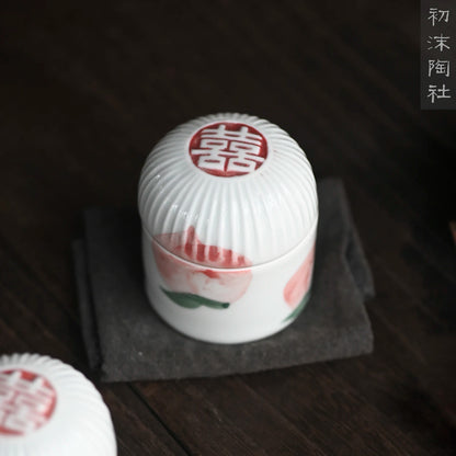 Foam at the beginning of the jingdezhen ceramic small household travel carry portable wake POTS of tea caddy storehouse