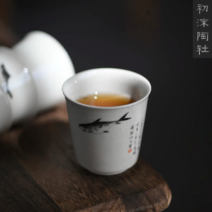 Foam at the beginning of the jingdezhen tea plant ash hand-painted ceramic cups, host a cup of tea liquor sample tea cup