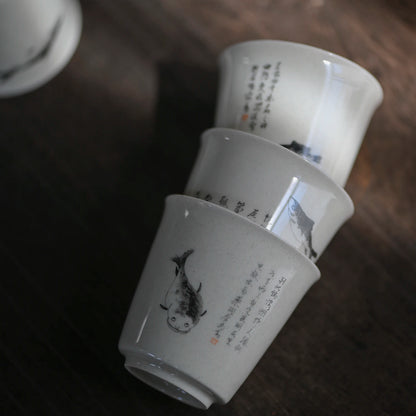 Foam at the beginning of the jingdezhen tea plant ash hand-painted ceramic cups, host a cup of tea liquor sample tea cup
