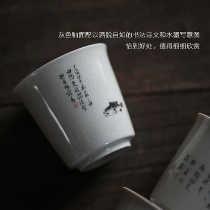 Foam at the beginning of the jingdezhen tea plant ash hand-painted ceramic cups, host a cup of tea liquor sample tea cup