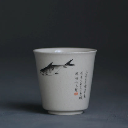 Foam at the beginning of the jingdezhen tea plant ash hand-painted ceramic cups, host a cup of tea liquor sample tea cup