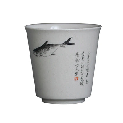 Foam at the beginning of the jingdezhen tea plant ash hand-painted ceramic cups, host a cup of tea liquor sample tea cup