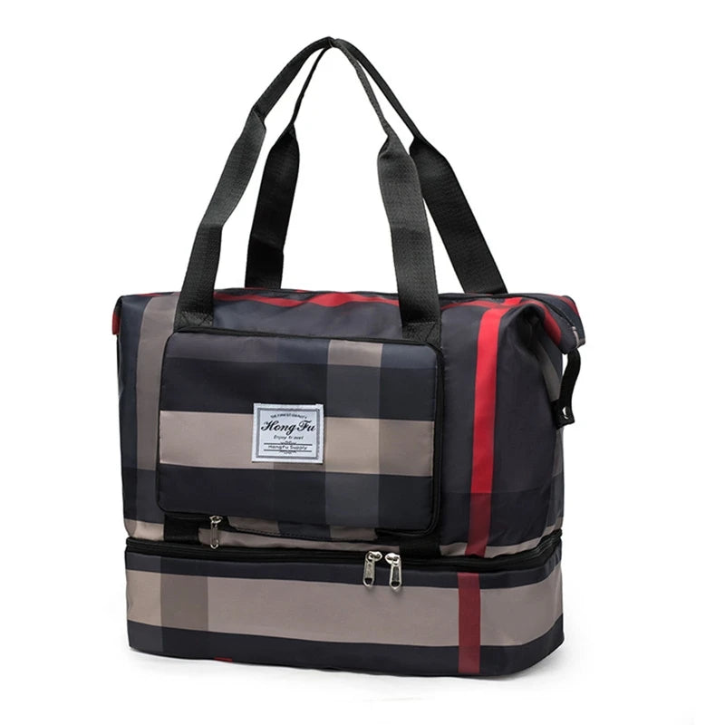 Foldable Dry Wet Separation Sport Shoulder Bags with Shoes Compartmen Gym Tote