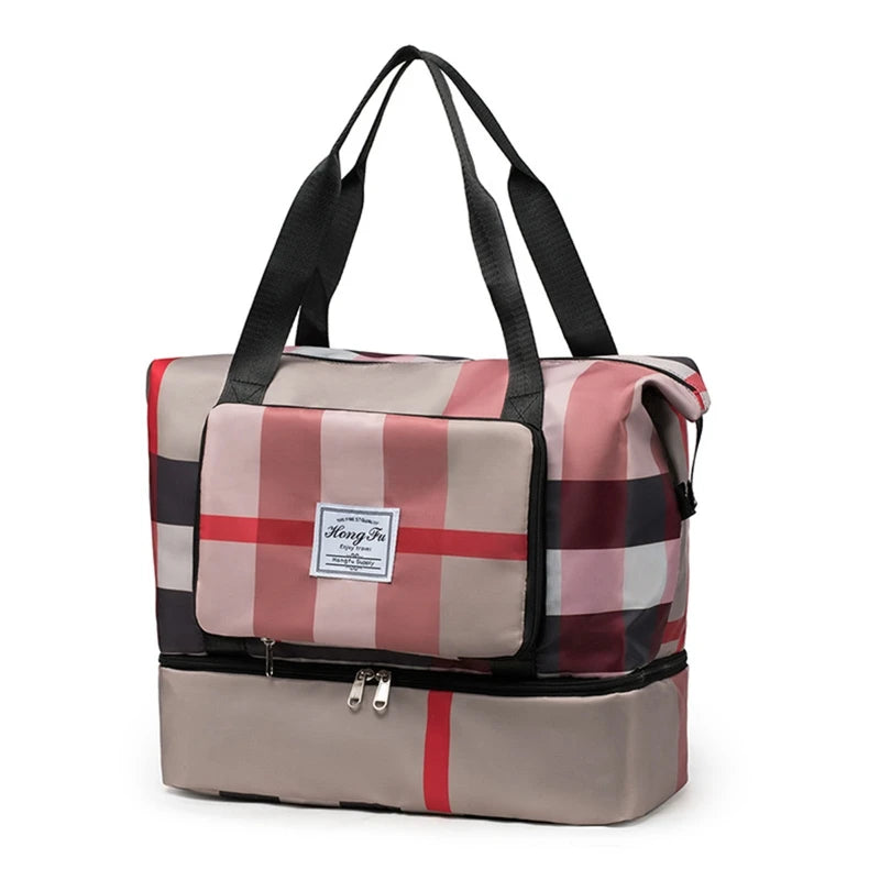 Foldable Dry Wet Separation Sport Shoulder Bags with Shoes Compartmen Gym Tote