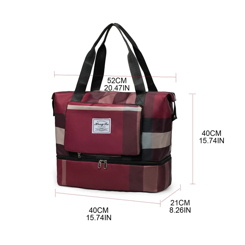 Foldable Dry Wet Separation Sport Shoulder Bags with Shoes Compartmen Gym Tote
