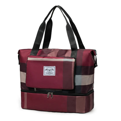 Foldable Dry Wet Separation Sport Shoulder Bags with Shoes Compartmen Gym Tote