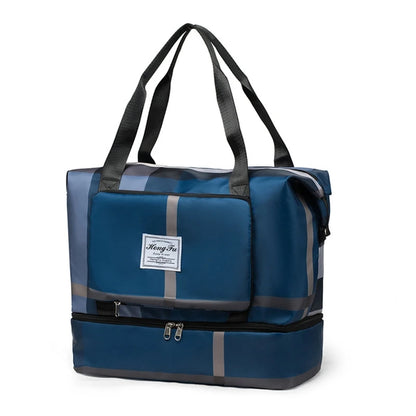 Foldable Dry Wet Separation Sport Shoulder Bags with Shoes Compartmen Gym Tote
