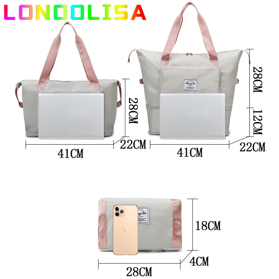 Foldable Large Capacity Women Gym Bags Shoulder Bag Women Training Travel Handle Handbag Yoga Sport Laptop Tote Sac Women