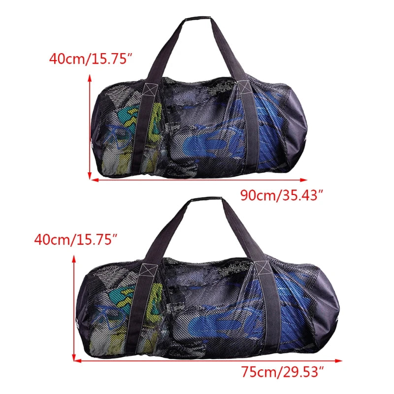 Foldable Mesh Dive Bag Durable Strong Load Bearing Wide Firm Handle Safer Swimming Storage Bag for Travelling Outdoor