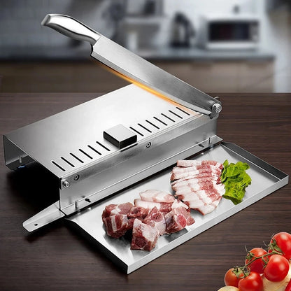 Food Cutter Slicing Machine Stainless Steel Beef Bacon Fish Household Cutting Machine Adjustable Slice Thickness Kitchen Tool