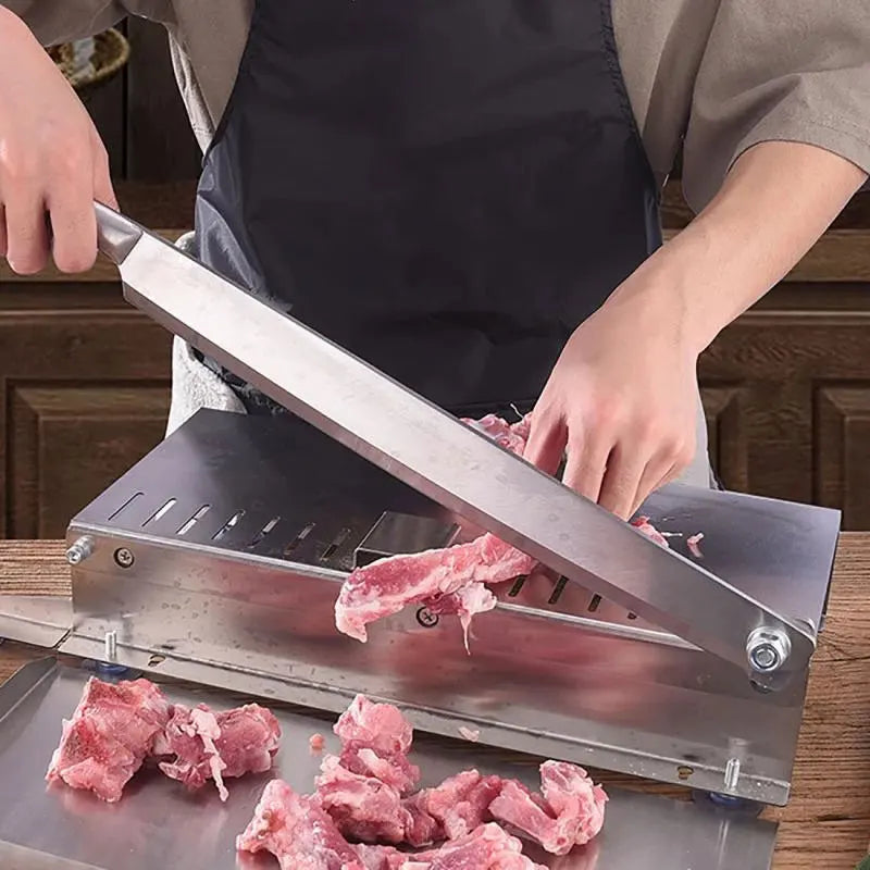 Food Cutter Slicing Machine Stainless Steel Beef Bacon Fish Household Cutting Machine Adjustable Slice Thickness Kitchen Tool