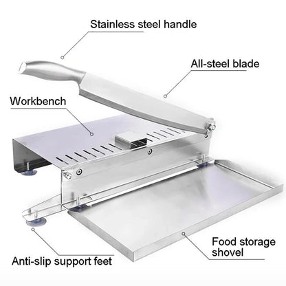 Food Cutter Slicing Machine Stainless Steel Beef Bacon Fish Household Cutting Machine Adjustable Slice Thickness Kitchen Tool