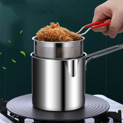 Food Grade 304 Stainless Steel Fryer Pot Mini Ddeep Fryer French Fries Pots For Frying Chicken With Strainer Basket Cooking Tool