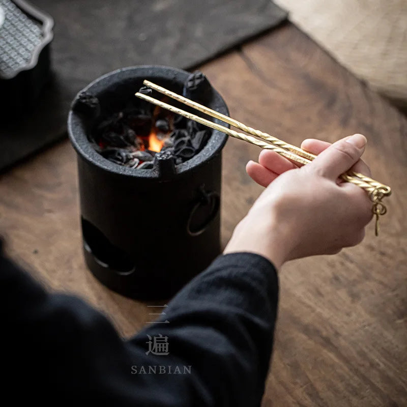Forged Pure Copper Chopsticks Fire Chopstick Clip Charcoal Brass Charcoal Shovel Charcoal Stove Shovel Carbon Gray Tea Stove B