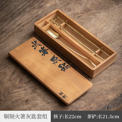 Forged Pure Copper Chopsticks Fire Chopstick Clip Charcoal Brass Charcoal Shovel Charcoal Stove Shovel Carbon Gray Tea Stove B