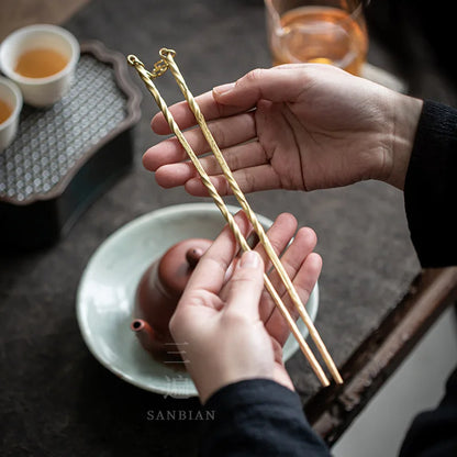 Forged Pure Copper Chopsticks Fire Chopstick Clip Charcoal Brass Charcoal Shovel Charcoal Stove Shovel Carbon Gray Tea Stove B