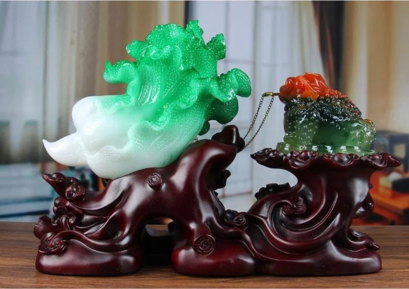 Fortune Golden Toad Decorative Cabbage Decoration Office Living Room Shop Gold Cicada Toad Feng Shui Opening Craft Gift