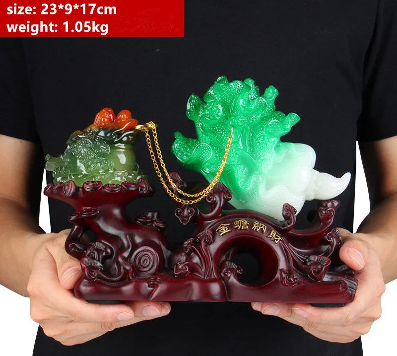 Fortune Golden Toad Decorative Cabbage Decoration Office Living Room Shop Gold Cicada Toad Feng Shui Opening Craft Gift