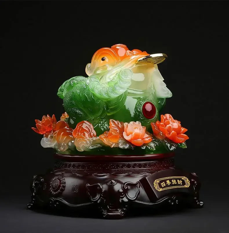 Fortune Making Resin Golden Toad Ornament Housewarming Living Room Gifts  Three-legged Toad Office  Miniatures