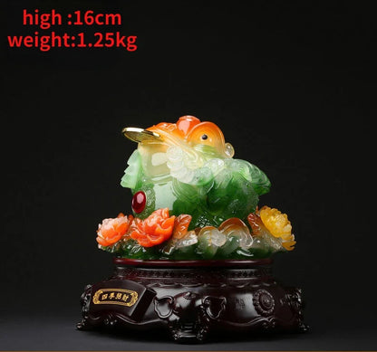 Fortune Making Resin Golden Toad Ornament Housewarming Living Room Gifts  Three-legged Toad Office  Miniatures
