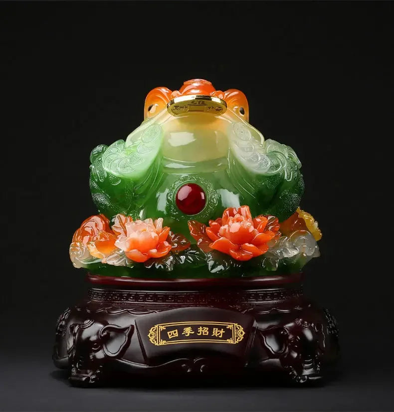 Fortune Making Resin Golden Toad Ornament Housewarming Living Room Gifts  Three-legged Toad Office  Miniatures