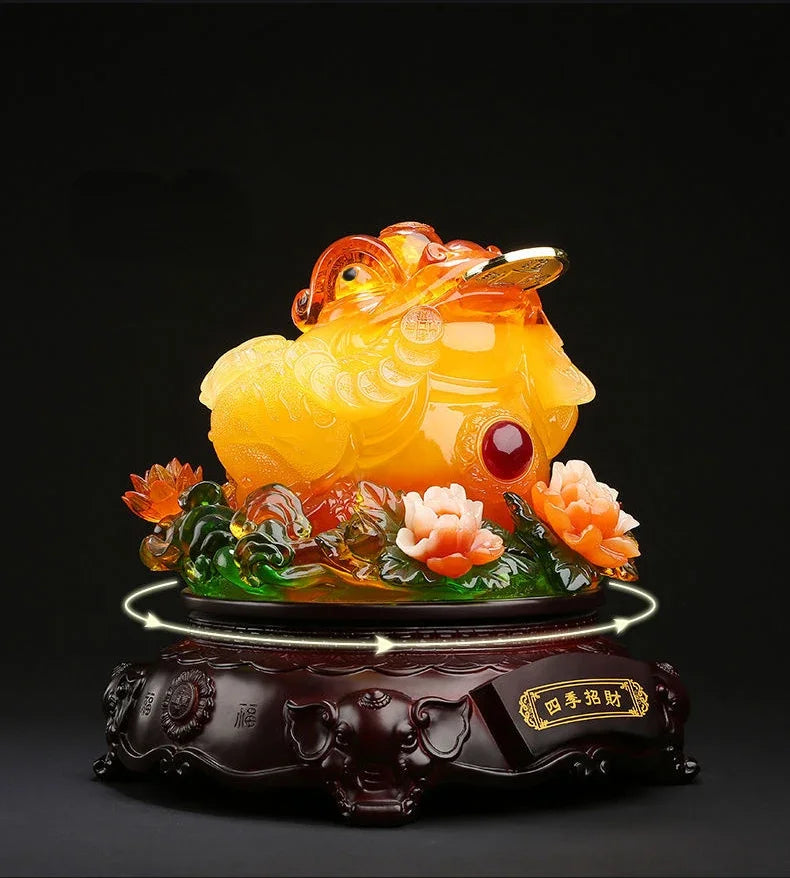 Fortune Making Resin Golden Toad Ornament Housewarming Living Room Gifts  Three-legged Toad Office  Miniatures
