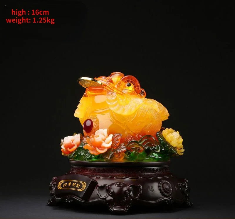 Fortune Making Resin Golden Toad Ornament Housewarming Living Room Gifts  Three-legged Toad Office  Miniatures