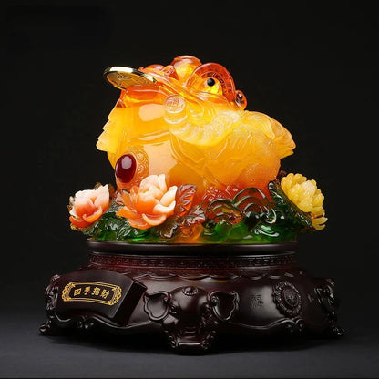 Fortune Making Resin Golden Toad Ornament Housewarming Living Room Gifts  Three-legged Toad Office  Miniatures