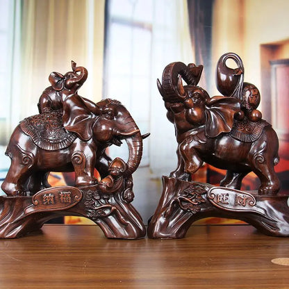 Fortune Wealth Elephant Flexor's Living Room Office Decoration Gourd Mother and Child Elephant Decor Feng Shui Crafts