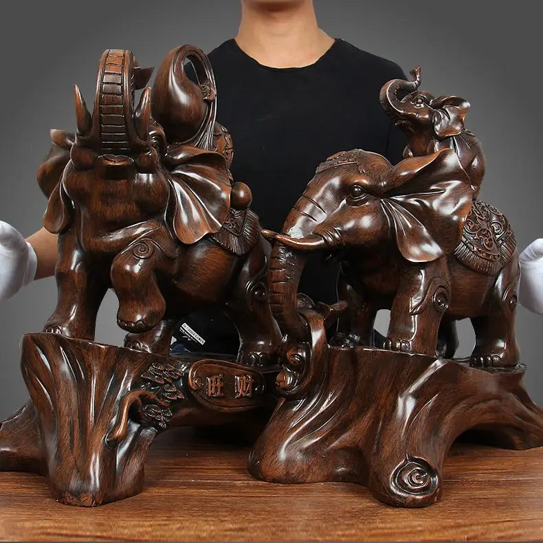 Fortune Wealth Elephant Flexor's Living Room Office Decoration Gourd Mother and Child Elephant Decor Feng Shui Crafts