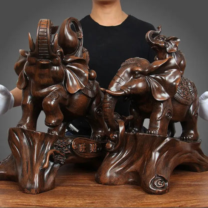 Fortune Wealth Elephant Flexor's Living Room Office Decoration Gourd Mother and Child Elephant Decor Feng Shui Crafts