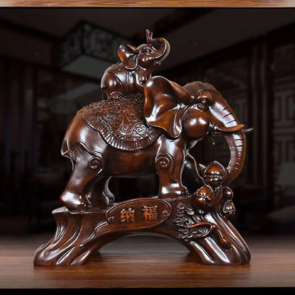 Fortune Wealth Elephant Flexor's Living Room Office Decoration Gourd Mother and Child Elephant Decor Feng Shui Crafts
