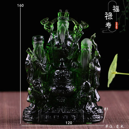 Fortune Wealth Longevity God of Wealth Buddha Statue Coloured Glaze Gift Ornament