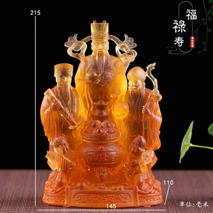 Fortune Wealth Longevity God of Wealth Buddha Statue Coloured Glaze Gift Ornament
