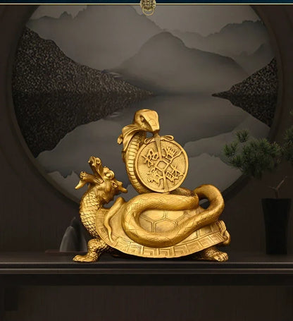Four Spirit Animals Turtle Snake Full Copper Home Store Decoration Xuanwu Ornaments Turtle Home Sculptures