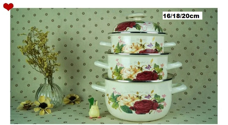 Free Shipping 10pcs  Enamel Cooking Pots Set Casserole Stew Pot Soup pot Milk Pot 16/18/20/22/24cm Selection