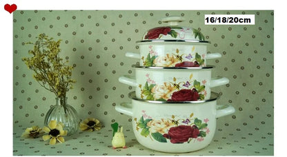 Free Shipping 10pcs  Enamel Cooking Pots Set Casserole Stew Pot Soup pot Milk Pot 16/18/20/22/24cm Selection