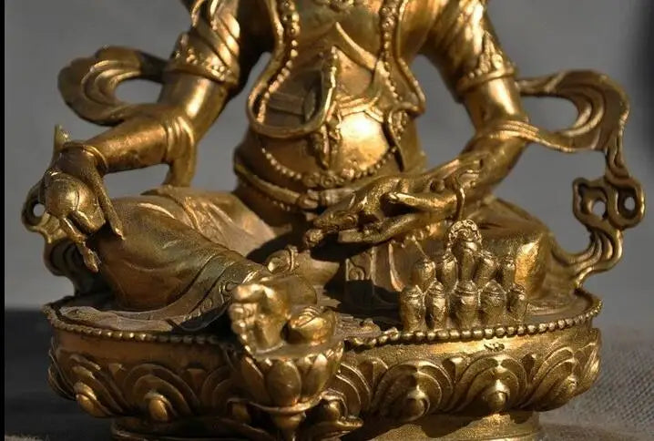Free Shipping 21cm old Tibetan Buddhism brass mouse Yellow Jambhala wealth God Buddha statue