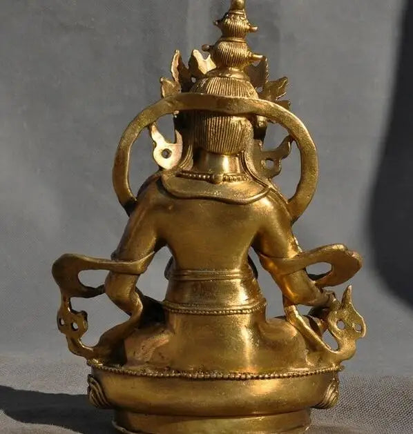 Free Shipping 21cm old Tibetan Buddhism brass mouse Yellow Jambhala wealth God Buddha statue