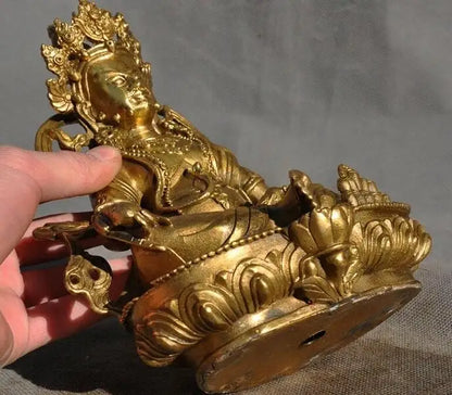 Free Shipping 21cm old Tibetan Buddhism brass mouse Yellow Jambhala wealth God Buddha statue
