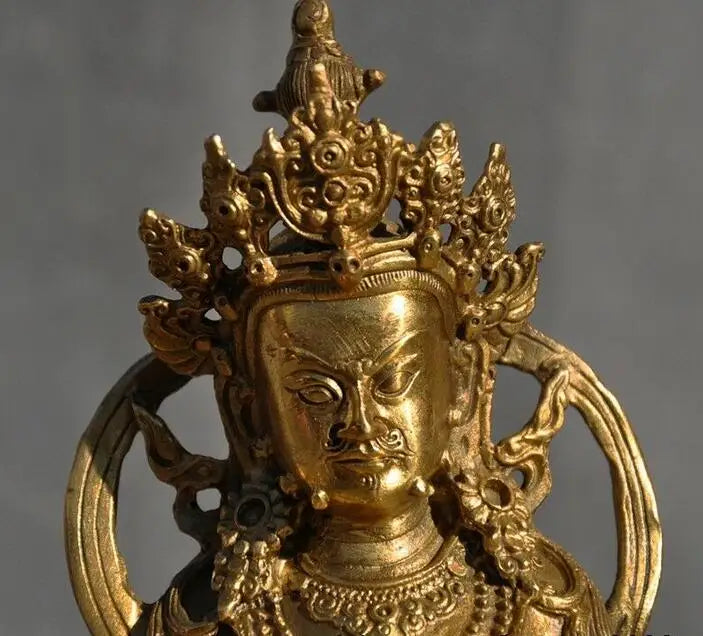 Free Shipping 21cm old Tibetan Buddhism brass mouse Yellow Jambhala wealth God Buddha statue